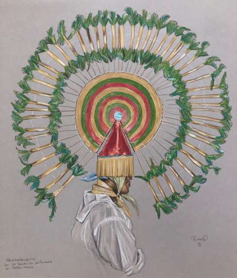 Paul Binnie “La Danza de los Quetzales” Conte drawing thumbnail