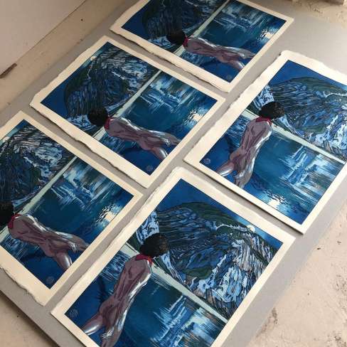 Paul Binnie “The Goat Trail, Black's Beach: Moonrise” Drying prints thumbnail