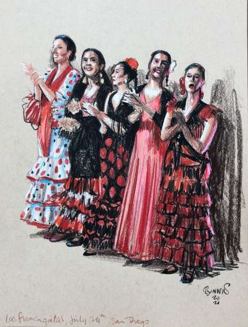 Paul Binnie “Las Flamenquitas” Conte sketch 2 thumbnail