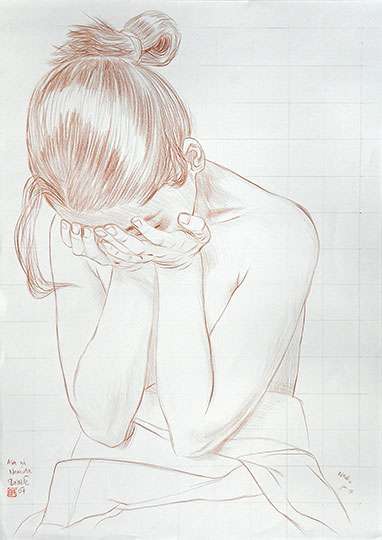 Paul Binnie “Morning Tears” Conté sketch 3 thumbnail
