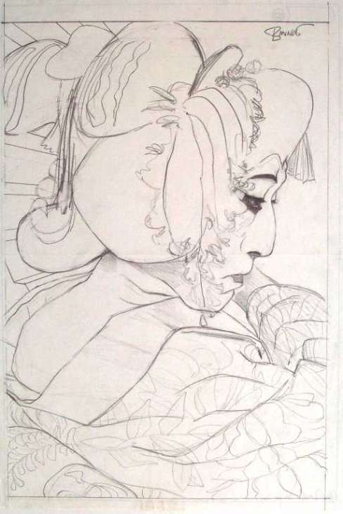 Paul Binnie “Nakamura Jakuemon in Wisteria Maiden” Pencil sketch thumbnail