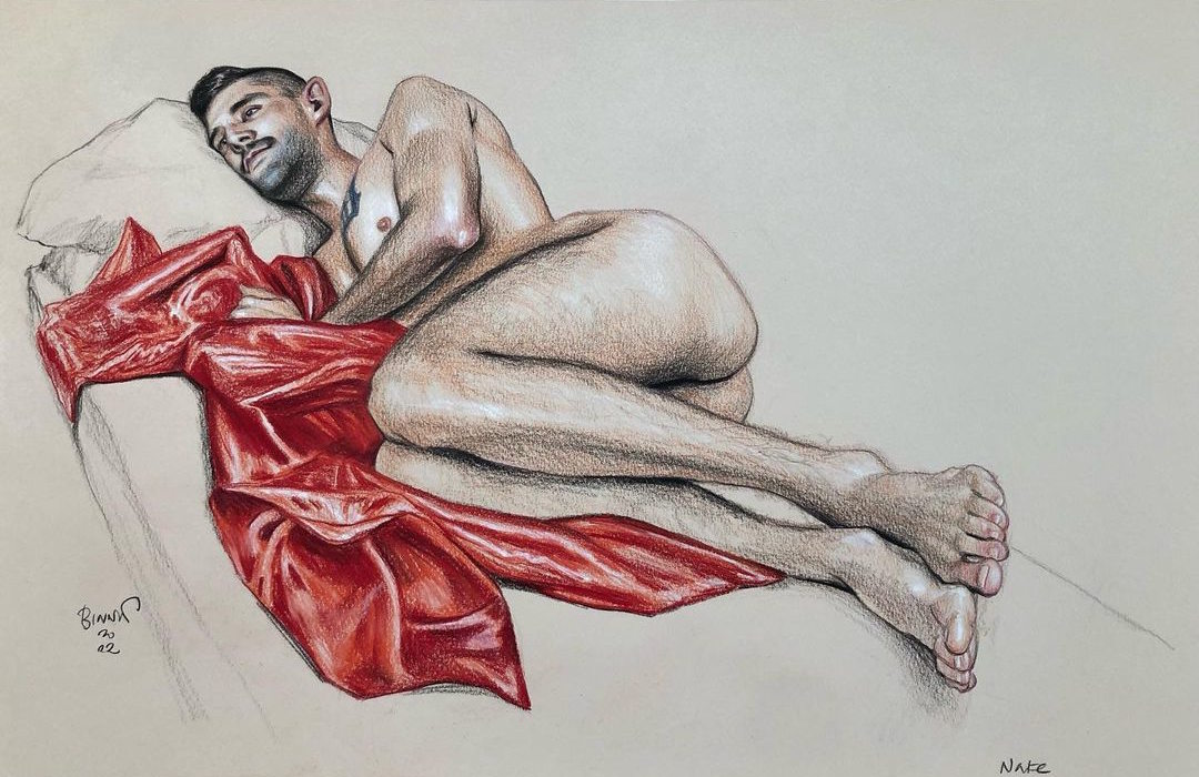 Paul Binnie “Nate with Red Satin” artwork