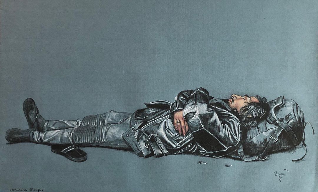 Paul Binnie “Sleeping Homeless Man” artwork