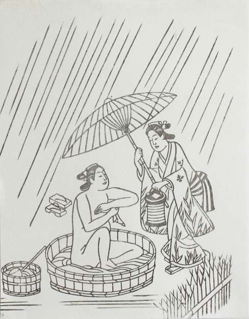 Paul Binnie “Umbrellas” Antique woodblock print thumbnail